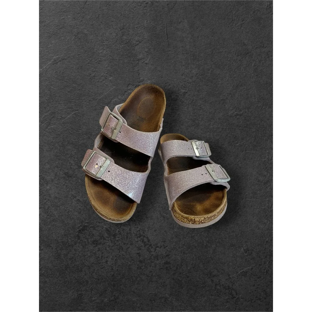 Birkenstock Arizona Sandals Girls Size 34 Purple Glitter HTF Sparkly Slides